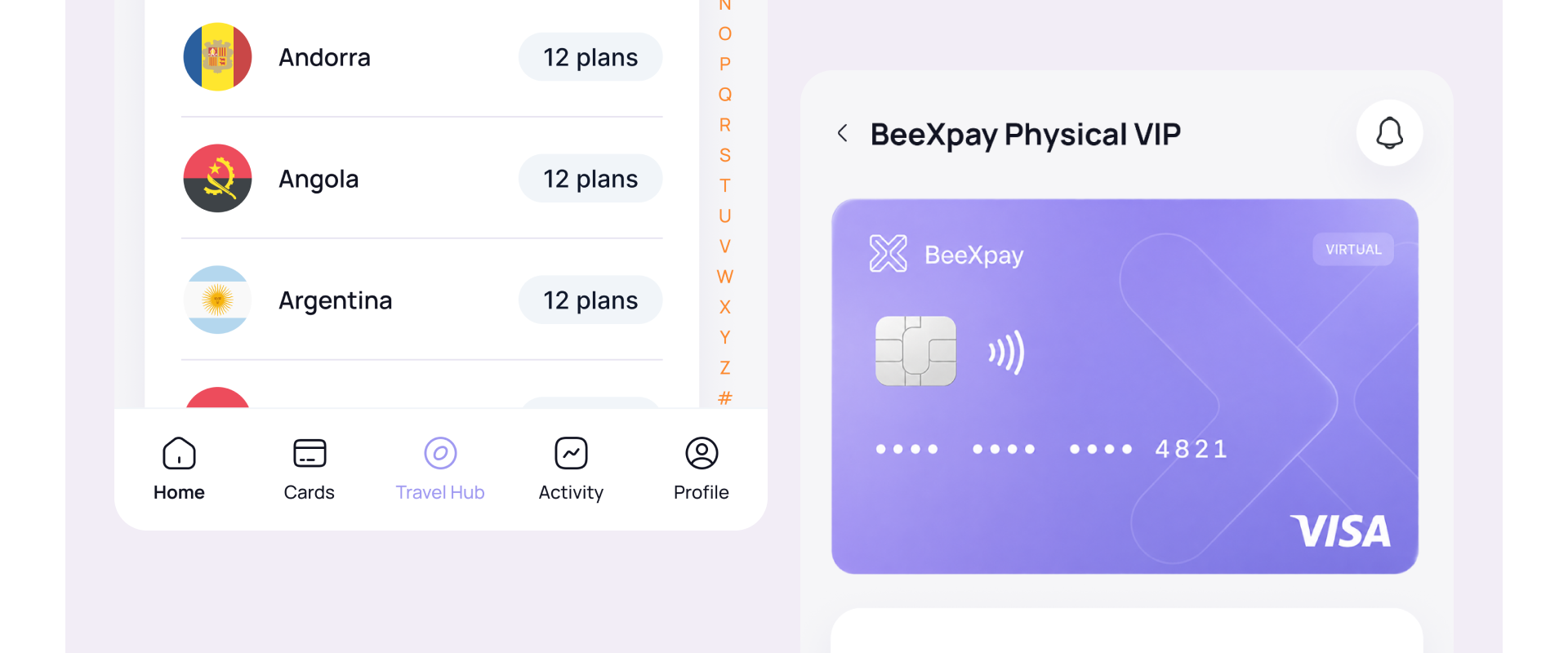 Криптобанкинг: карты, криптоактивы, платежи и eSIM — скриншот интерфейса (9)