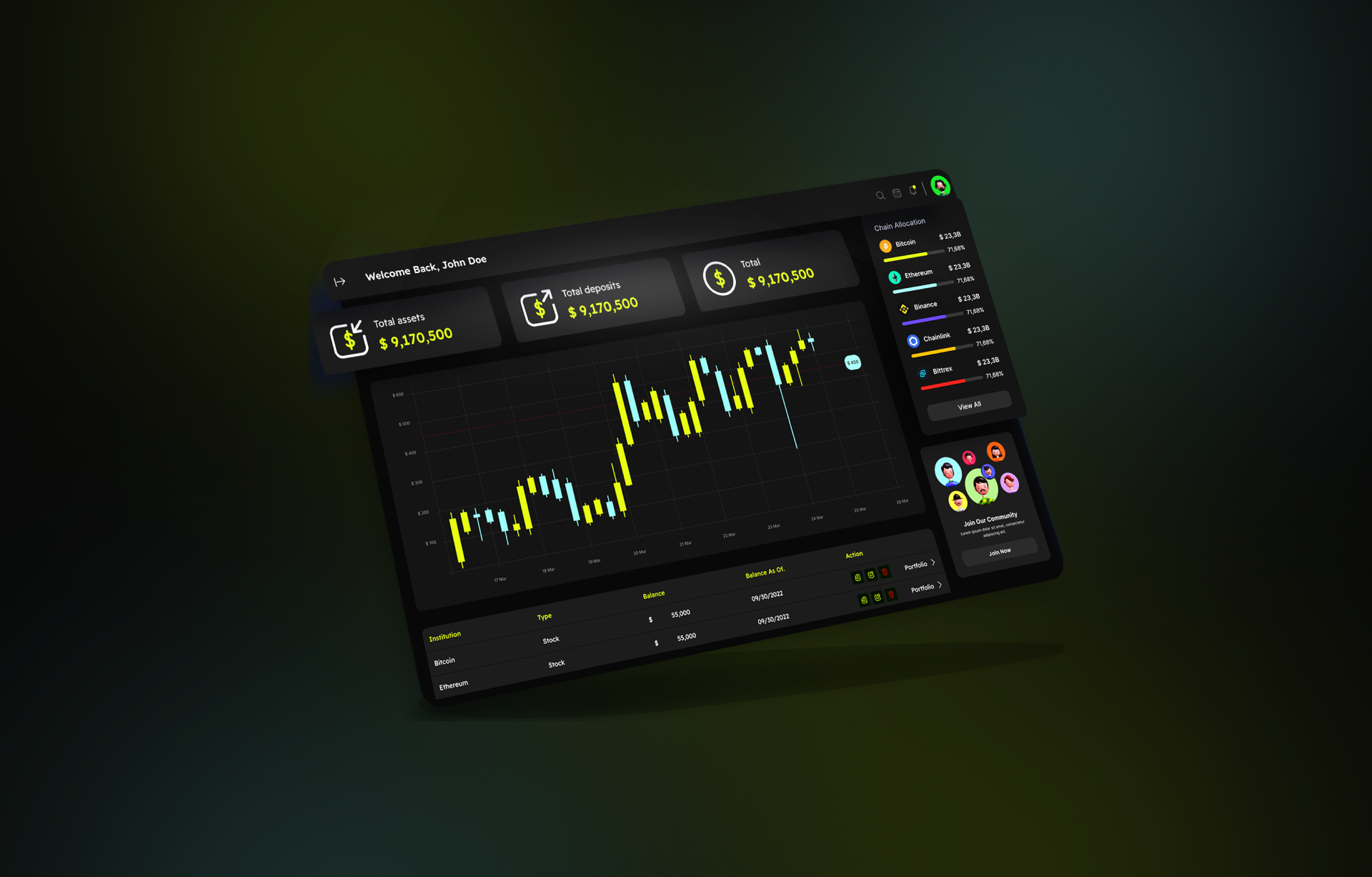 Dashboard для управления криптовалютным портфелем — главное изображение кейса