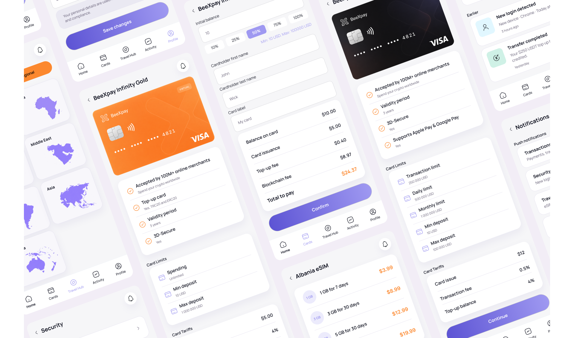 Криптобанкинг: карты, криптоактивы, платежи и eSIM — скриншот интерфейса (6)