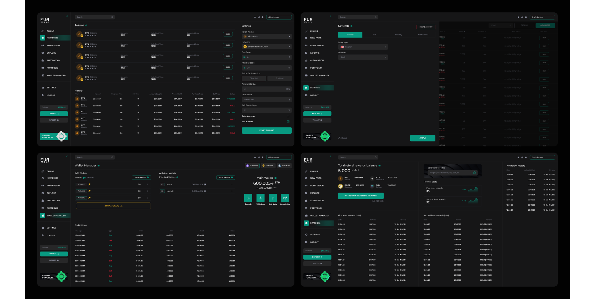 Platform for DEX trading — interface screenshot (8)