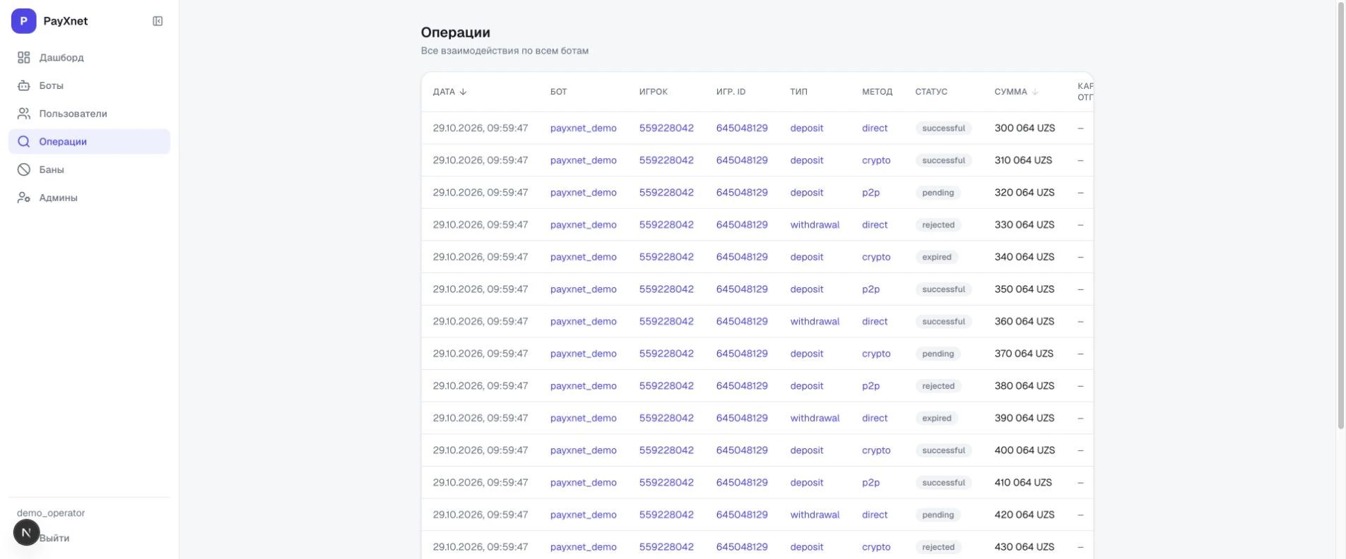 Telegram Mini App и административная панель для обработки платёжных заявок — скриншот интерфейса (4)