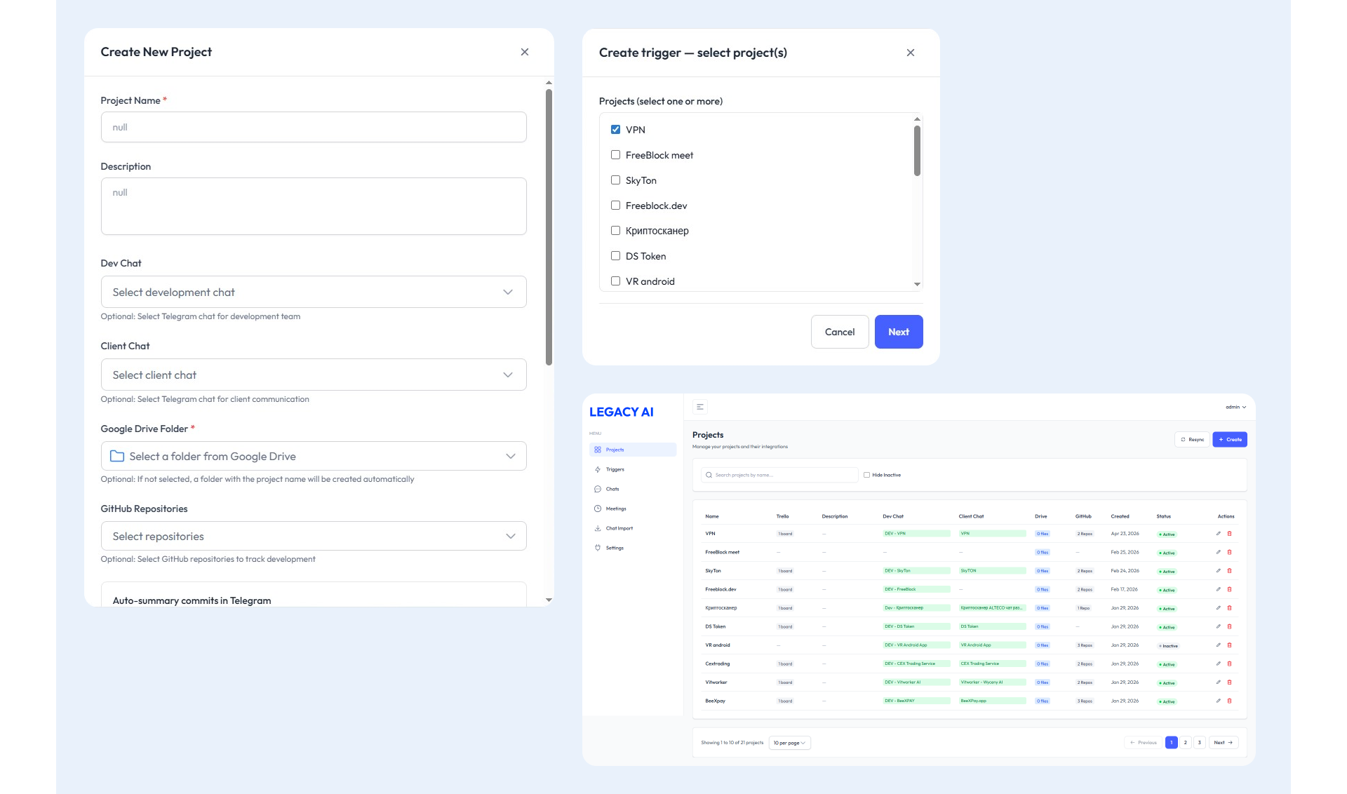 AI-платформа для управления проектами, коммуникациями и знаниями команды — скриншот интерфейса (4)