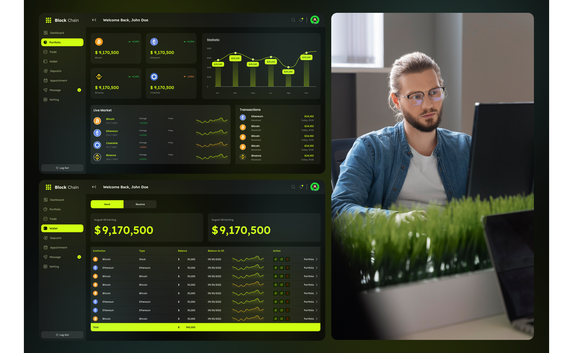 Dashboard для управления криптовалютным портфелем — скриншот интерфейса (2)