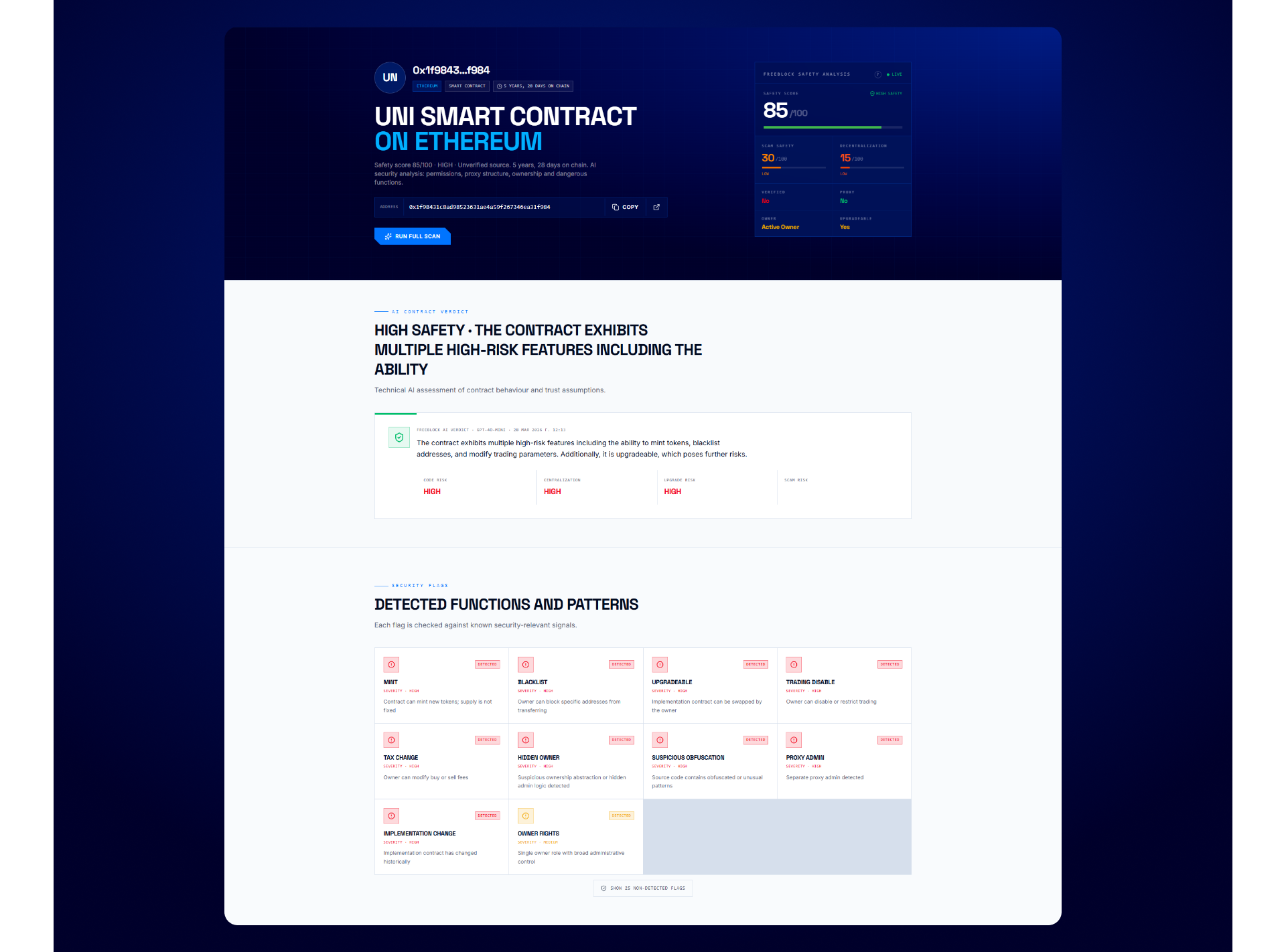 AI-powered Web3-платформа для анализа токенов и смарт-контрактов — скриншот интерфейса (5)
